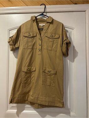 LOFT Khaki Utility Mini Dress